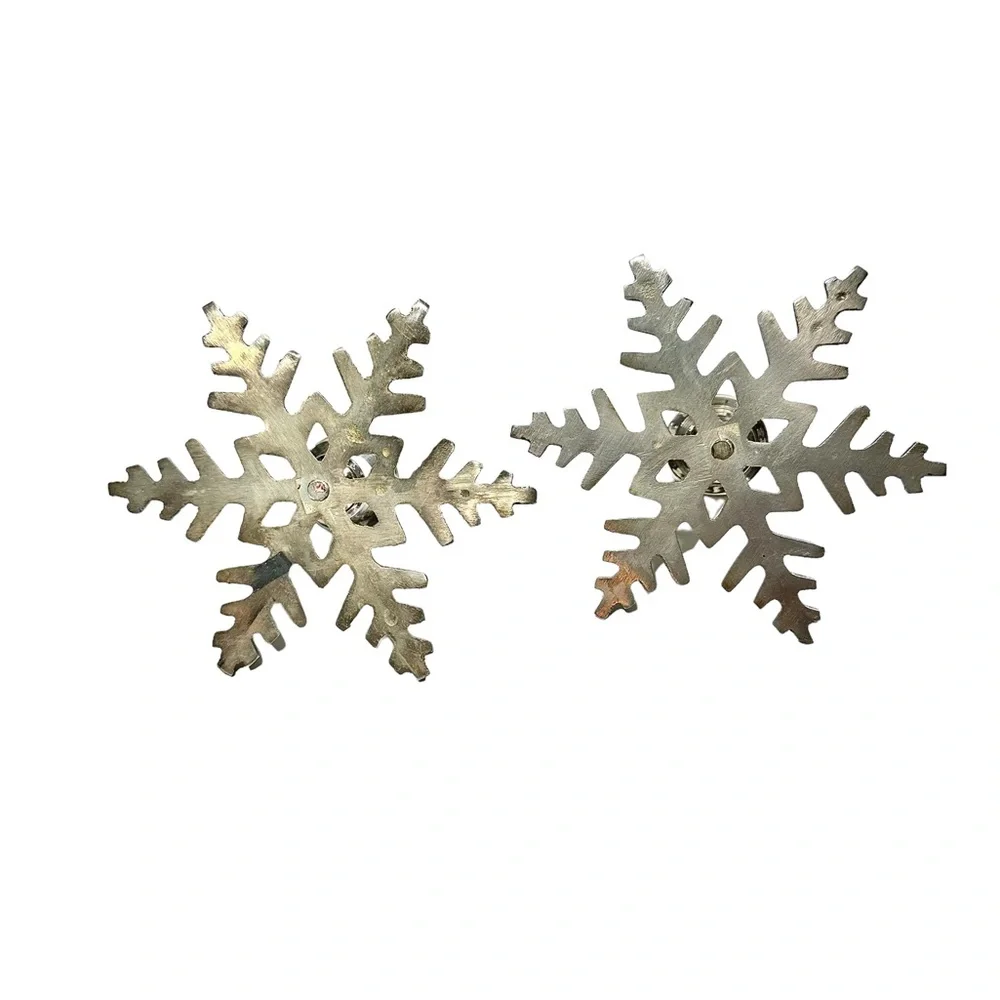 Silver plated snowflake candlestick holders, Christmas candle holder